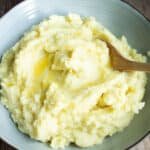 Super fluffy mashed potatoes in a bowl