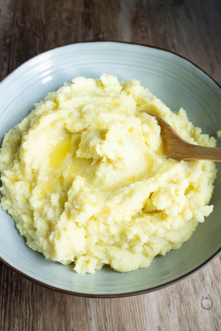 Super fluffy mashed potatoes in a bowl